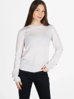 Mimoii Maglione donna in misto lana e cashemere con bottoni decorativi