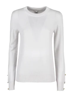 Mimoii Maglione donna in misto lana e cashemere con bottoni decorativi