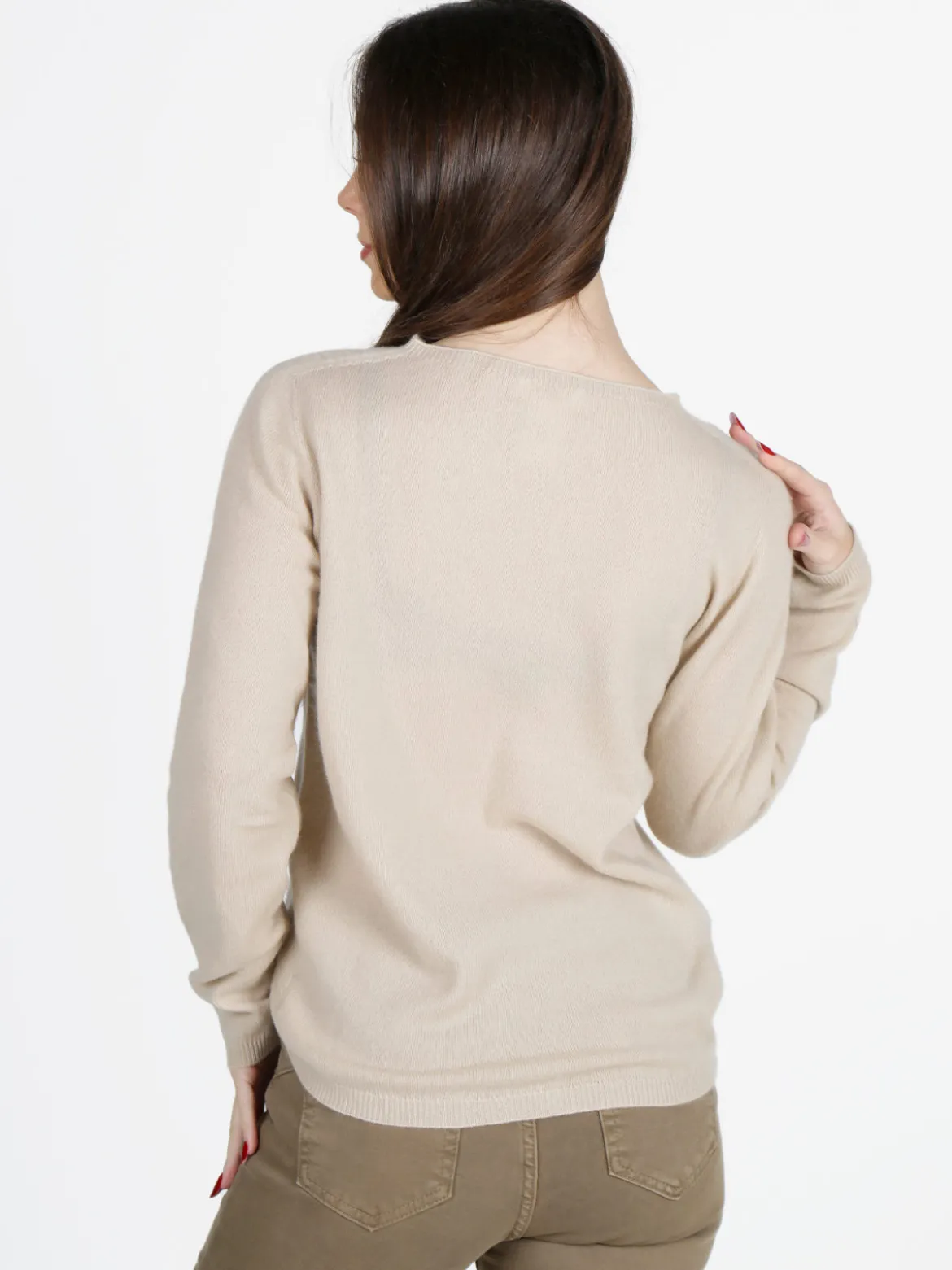 Mimoii Maglione donna tinta unita in misto lana e cashemere