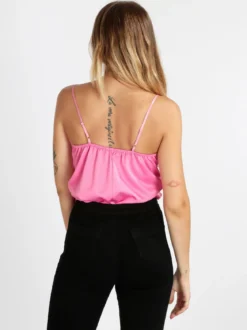 Miranda Top donna effetto raso con pizzo