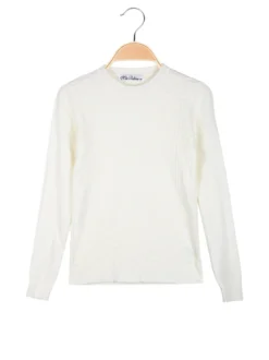 Miss Bellina Pullover girocollo da bambina in maglia - bianco