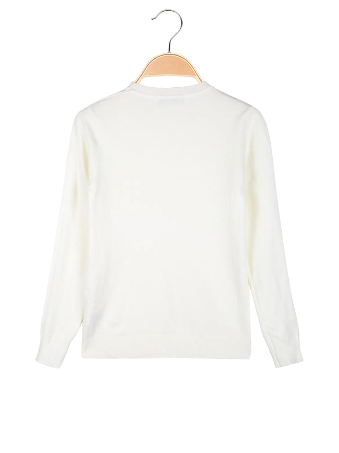 Miss Bellina Pullover girocollo da bambina in maglia - bianco