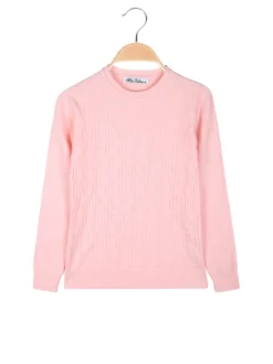 Miss Bellina Pullover girocollo da bambina in maglia - rosa