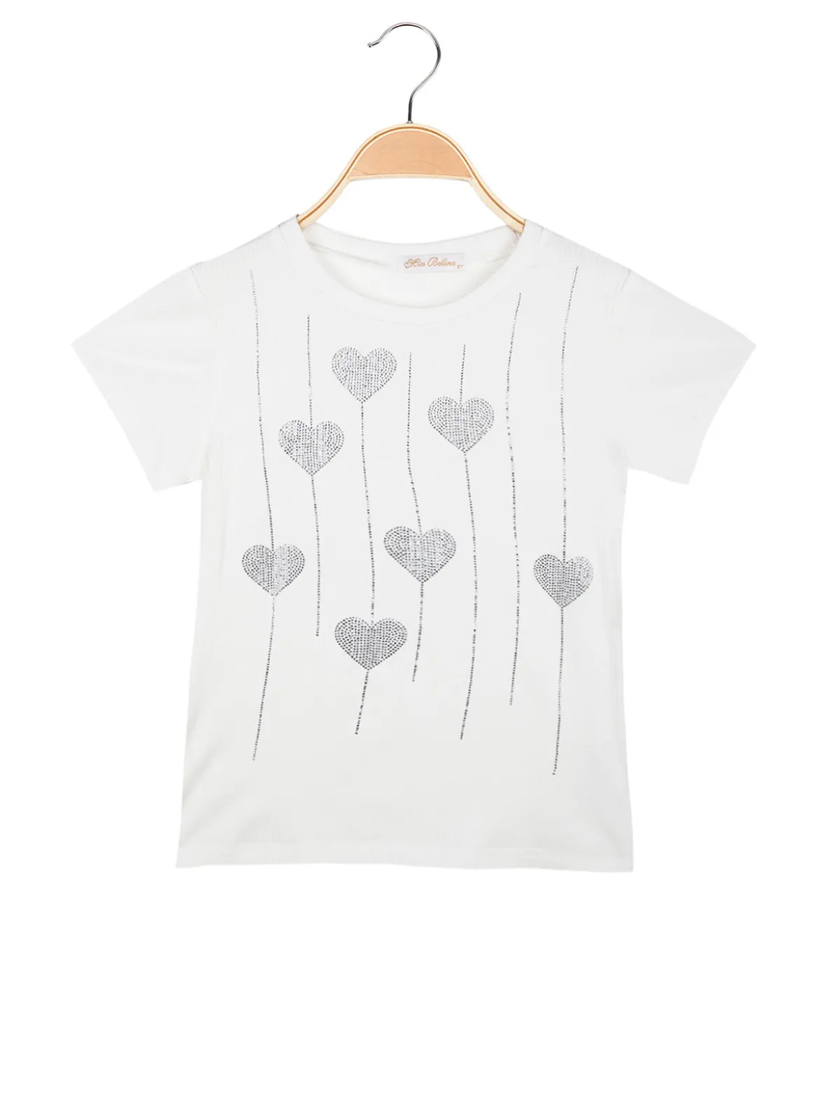 Miss Bellina T-shirt da bambina a costine con strass luccicanti