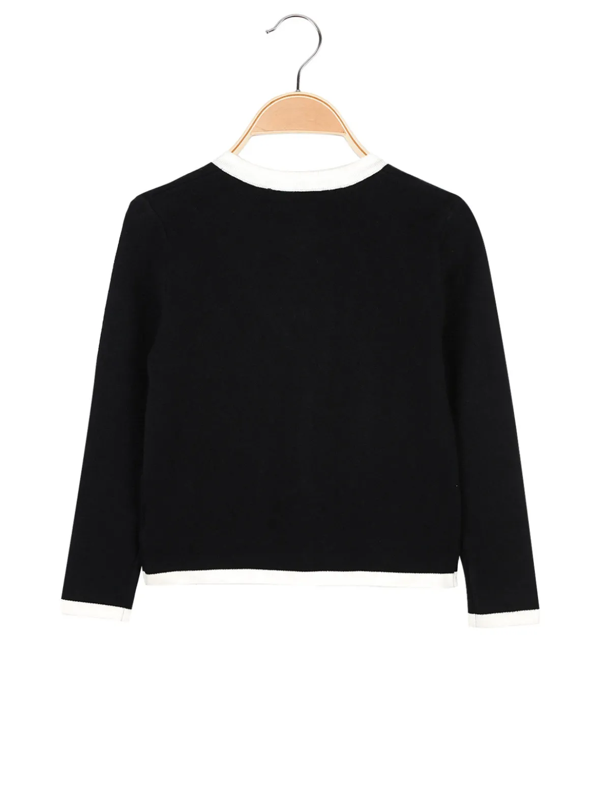 Miss Brum Cardigan da bambina in maglia con bottoni gioiello e taschini