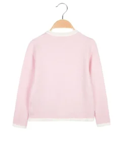 Miss Brum Cardigan da bambina in maglia con bottoni gioiello e taschini