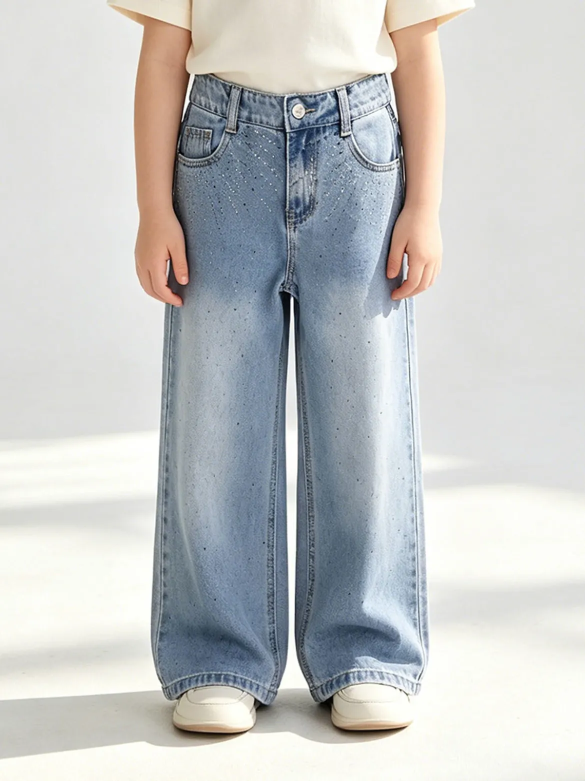Miss Brum Jeans da bambina a gamba larga con strass - jeans