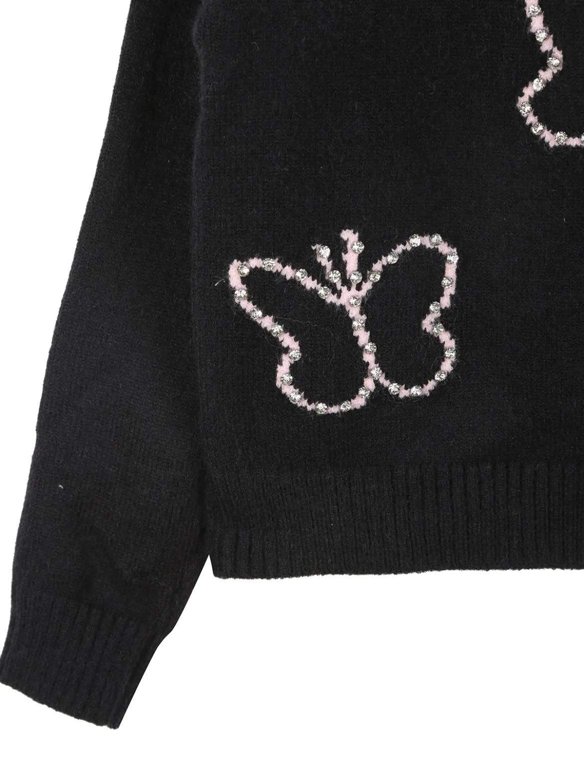 Miss Brum Maglione girocollo da bambina con strass - nero