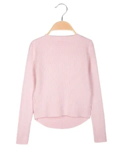 Miss Brum Pullover da bambina in maglia con girocollo di strass