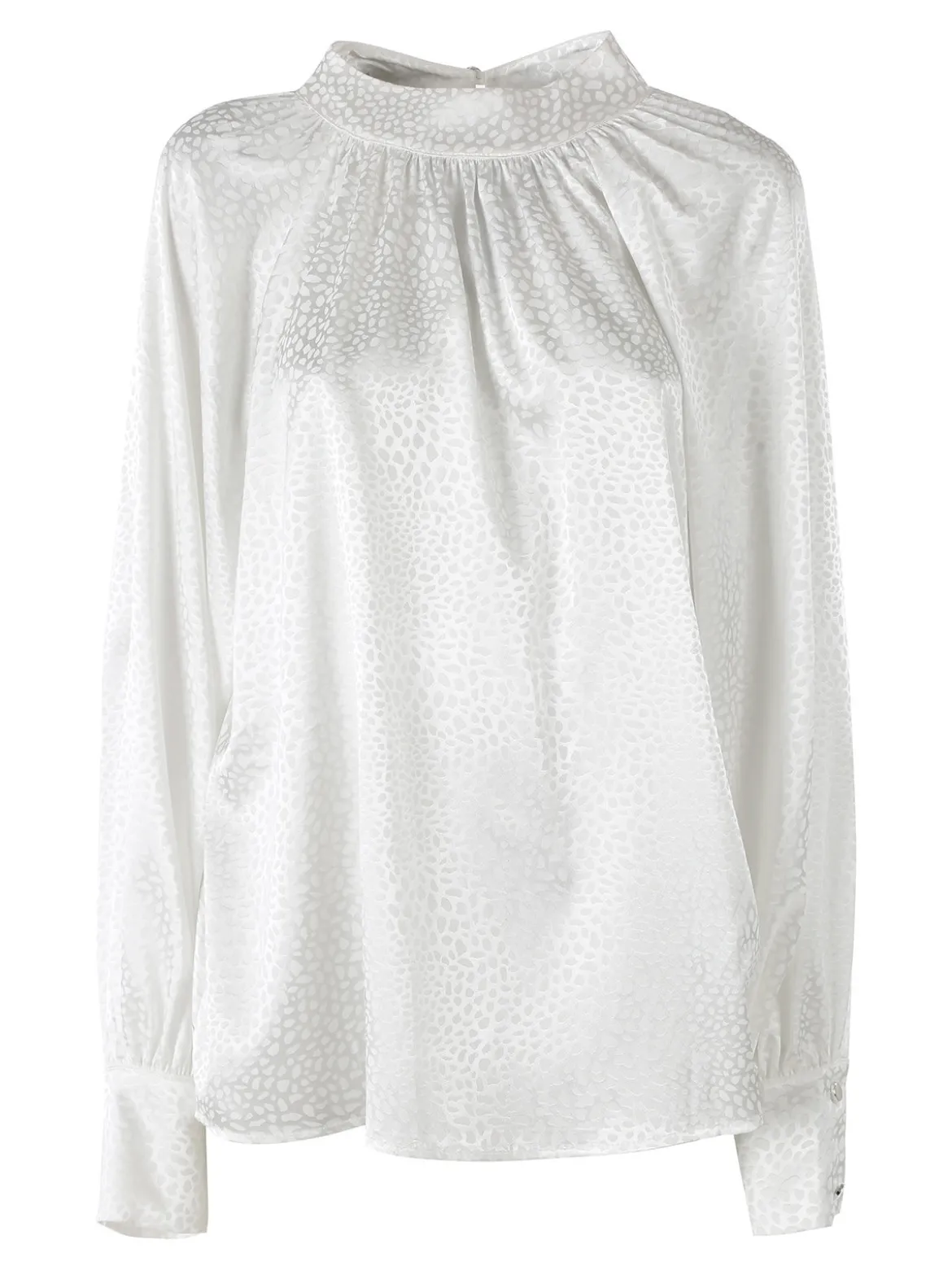 Miss E Co Blusa donna accollata a maniche lunghe linea curvy - bianco