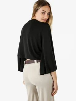 Miss E Co Coprispalle donna annodato con maniche corte a campana linea curvy - nero