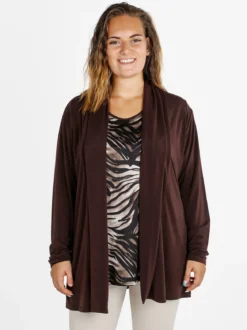Miss E Co Set donna 2 pezzi con cardigan e t-shirt linea curvy - moro