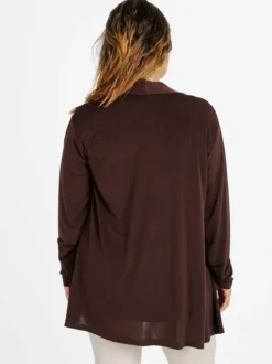Miss E Co Set donna 2 pezzi con cardigan e t-shirt linea curvy - moro