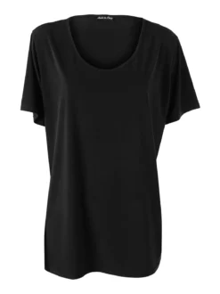 Miss E Co Set donna 2 pezzi con cardigan floreale e t-shirt in viscosa linea curvy - nero
