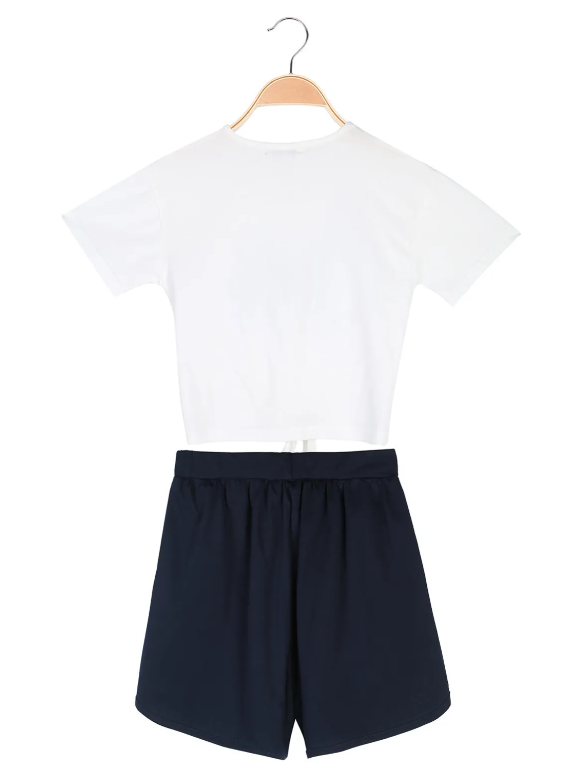 Miss Image Completo corto da bambina in cotone con t-shirt e shorts - blu scuro