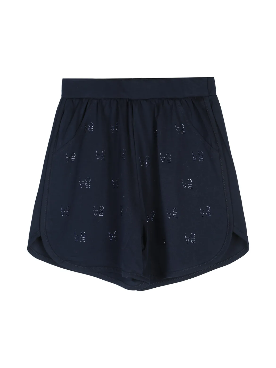 Miss Image Completo corto da bambina in cotone con t-shirt e shorts - blu scuro