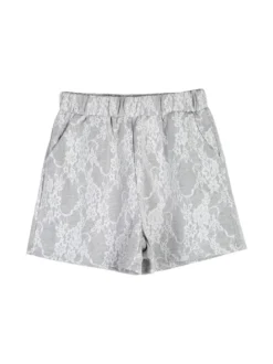 Miss Image Completo 2 pezzi da bambina con t-shirt e shorts ricamati - bianco