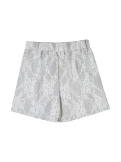 Miss Image Completo 2 pezzi da bambina con t-shirt e shorts ricamati - bianco