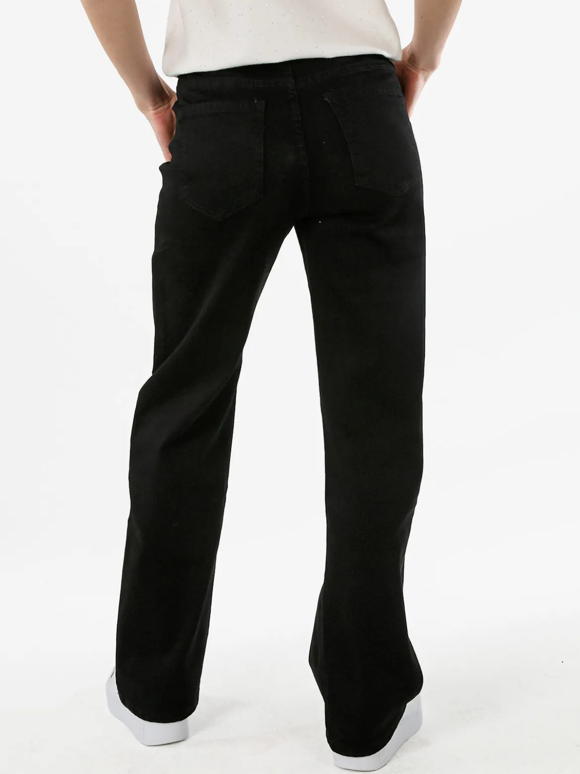Miss Natalie Pantaloni donna jeans a gamba larga - nero