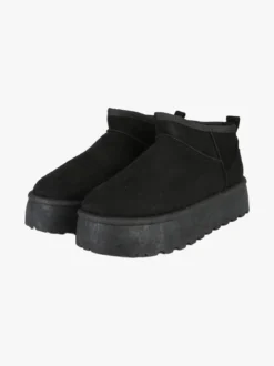 M.N.G. Collection Stivaletti donna scamosciati con platform e fodera in ecopelliccia - nero