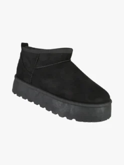 M.N.G. Collection Stivaletti donna scamosciati con platform e fodera in ecopelliccia - nero