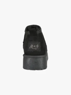 M.N.G. Collection Stivaletti donna scamosciati con platform e fodera in ecopelliccia - nero