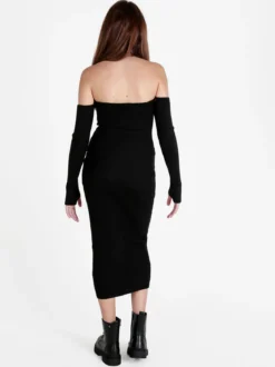 Mochy Abito lungo da donna in maglia con spalle scoperte