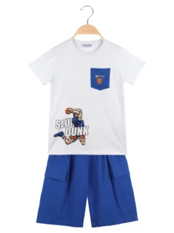 Moda Junior Completo corto 2 pezzi da bambino con t-shirt + bermuda cargo