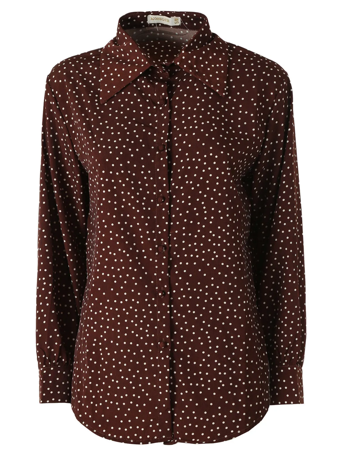 Monique Camicia donna a maniche lunghe con stampa a pois - marrone