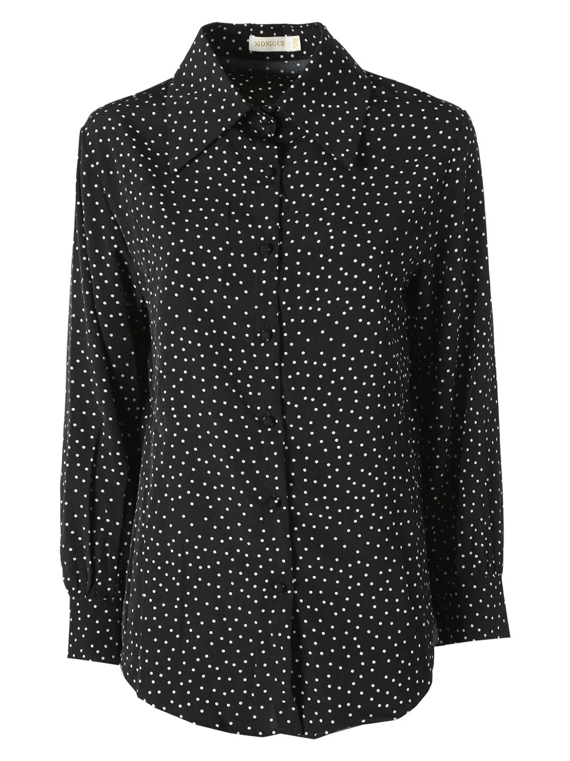 Monique Camicia donna a maniche lunghe con stampa a pois - nero