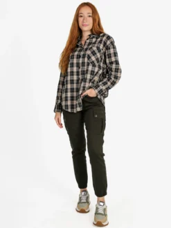 Monique Camicia donna oversize a quadri con taschino - blu scuro