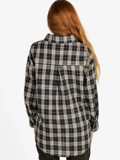 Monique Camicia donna oversize a quadri con taschino - blu scuro