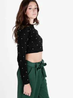 Monique Maglione cropped da donna con perle