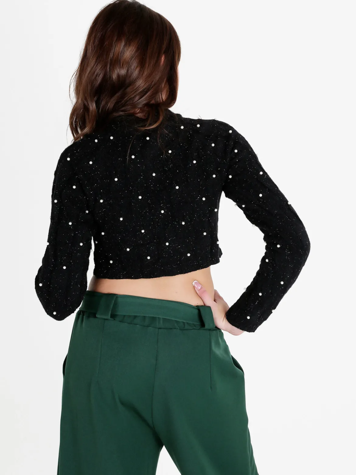 Monique Maglione cropped da donna con perle