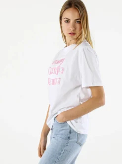 Monte Cervino T-shirt da donna in cotone con ricami - rosa