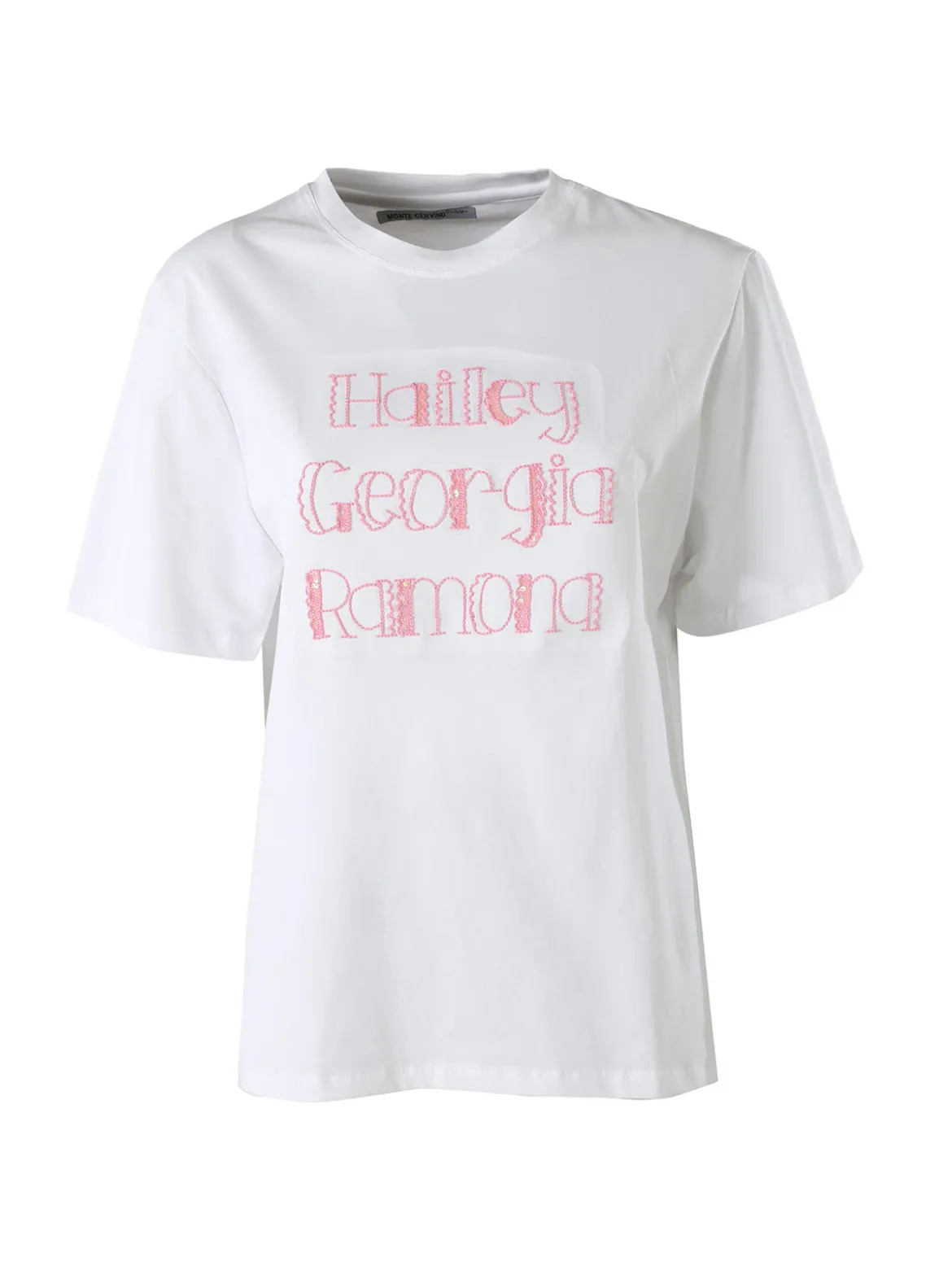 Monte Cervino T-shirt da donna in cotone con ricami - rosa