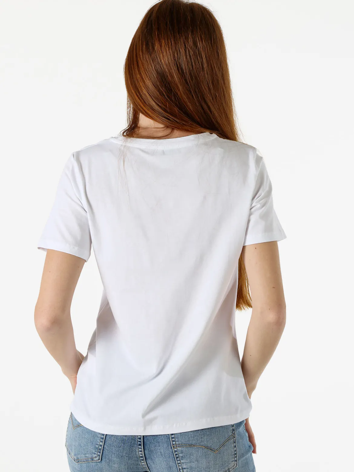 Monte Cervino T-shirt da donna in cotone con stampa fiori e strass - rosa
