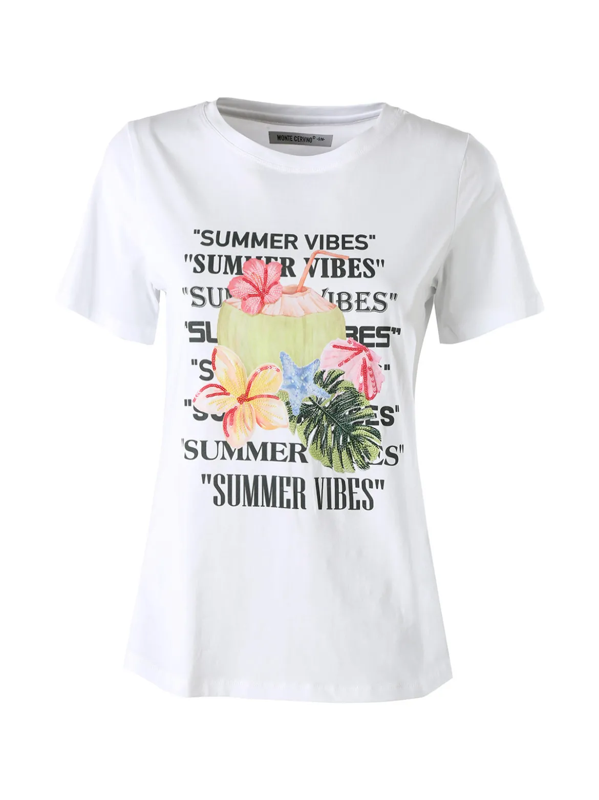 Monte Cervino T-shirt donna in cotone con stampa - bianco