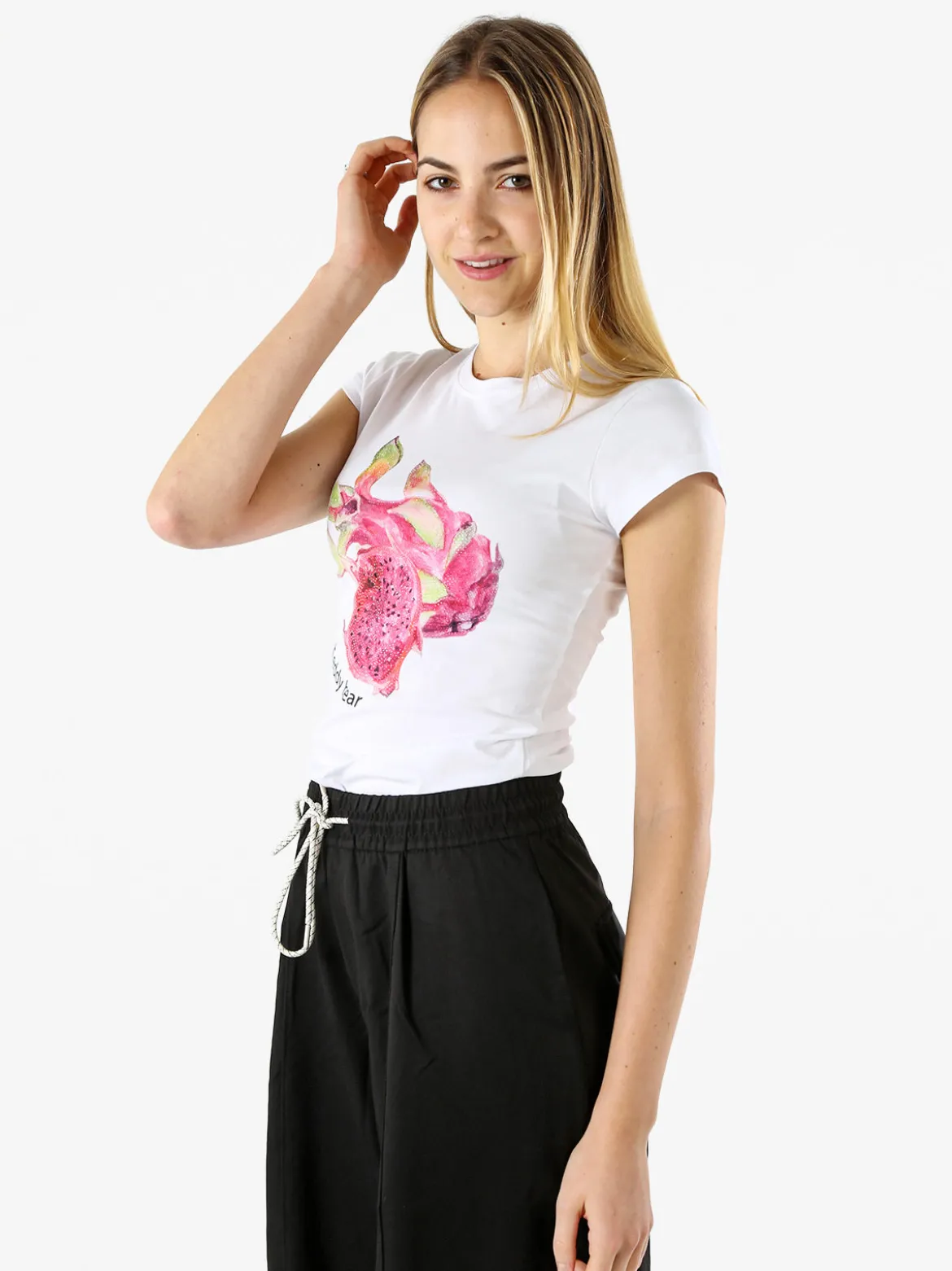 Monte Cervino T-shirt donna in cotone con stampa e strass - cotone