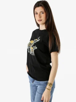 Monte Cervino T-shirt donna in cotone con stampa e strass - nero