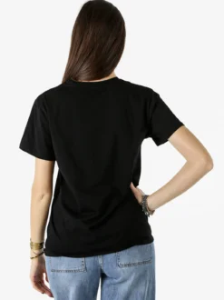 Monte Cervino T-shirt donna in cotone con stampa e strass - nero