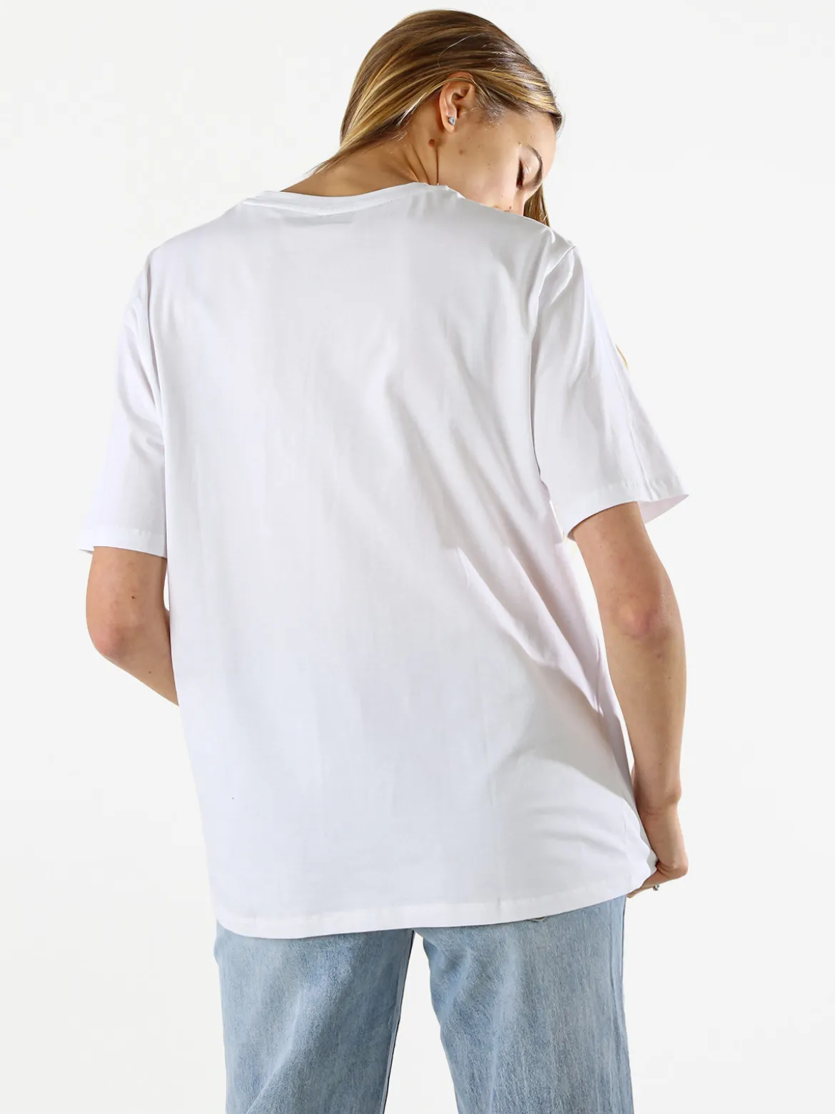 Monte Cervino T-shirt donna oversize con ricami colorati - bianco