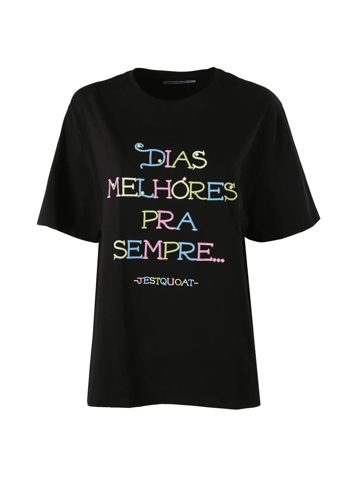 Monte Cervino T-shirt donna oversize con ricami colorati - nero