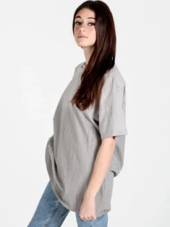 Monte Cervino T-shirt donna oversize in cotone con buchi