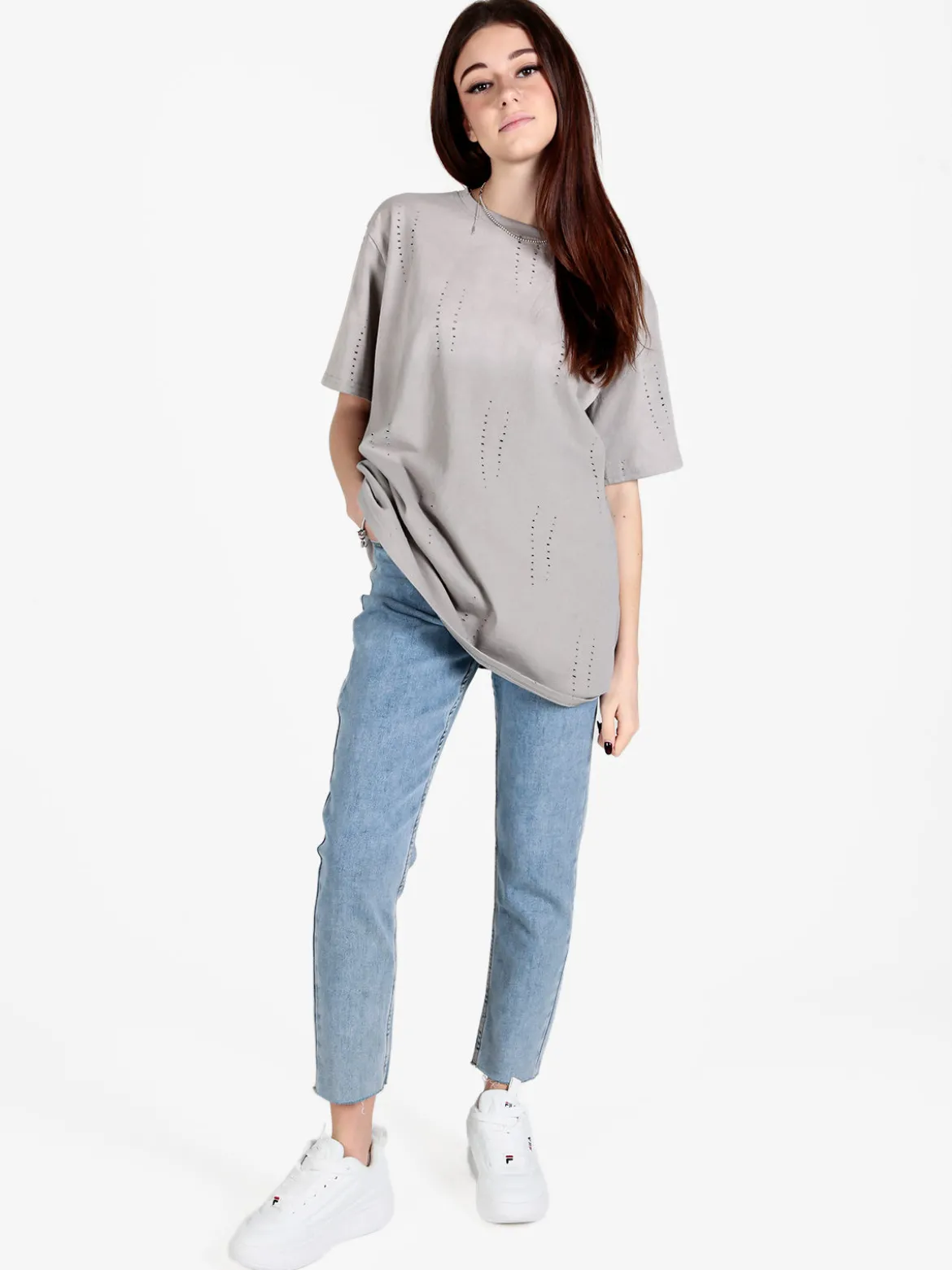 Monte Cervino T-shirt donna oversize in cotone con buchi