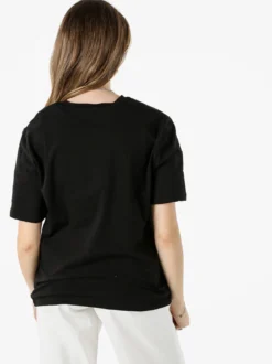 Monte Cervino T-shirt girocollo da donna in cotone con stampe e strass - nero