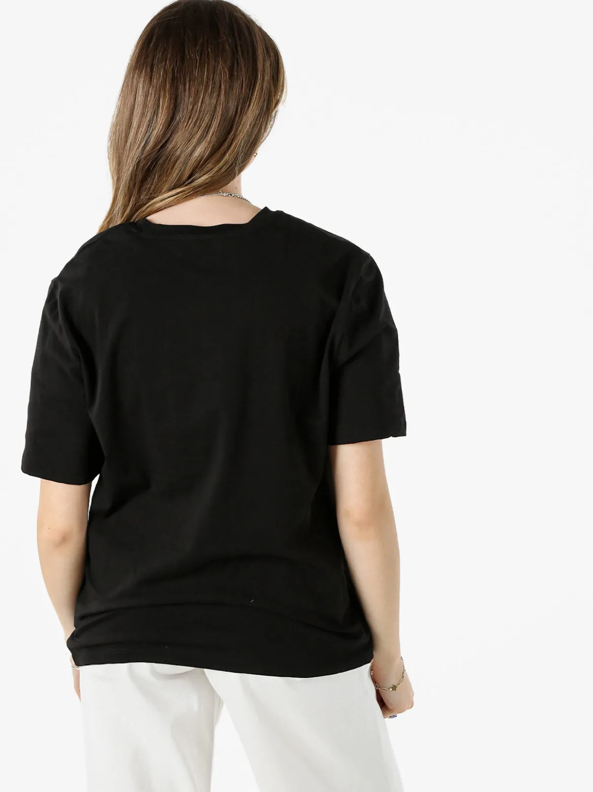 Monte Cervino T-shirt girocollo da donna in cotone con stampe e strass - nero