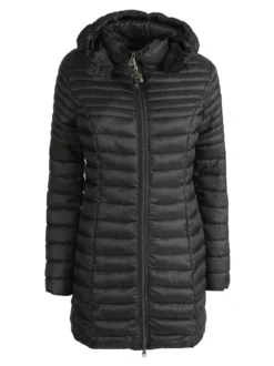 Mont Rose Giubbotto lungo da donna con cappuccio e zip - nero
