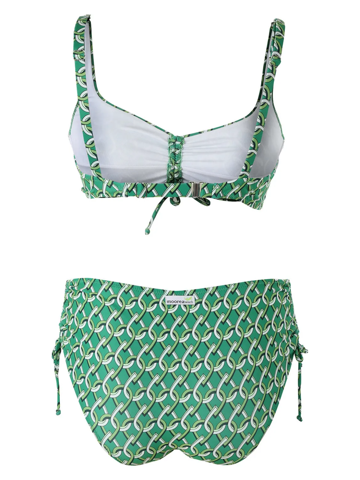 Moorea Beach Bikini donna sfoderato senza ferretto e slip con coulisse laterali - verde