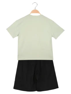 Mr Jek Completo corto da bambino in cotone con t-shirt e bermuda - pistacchio